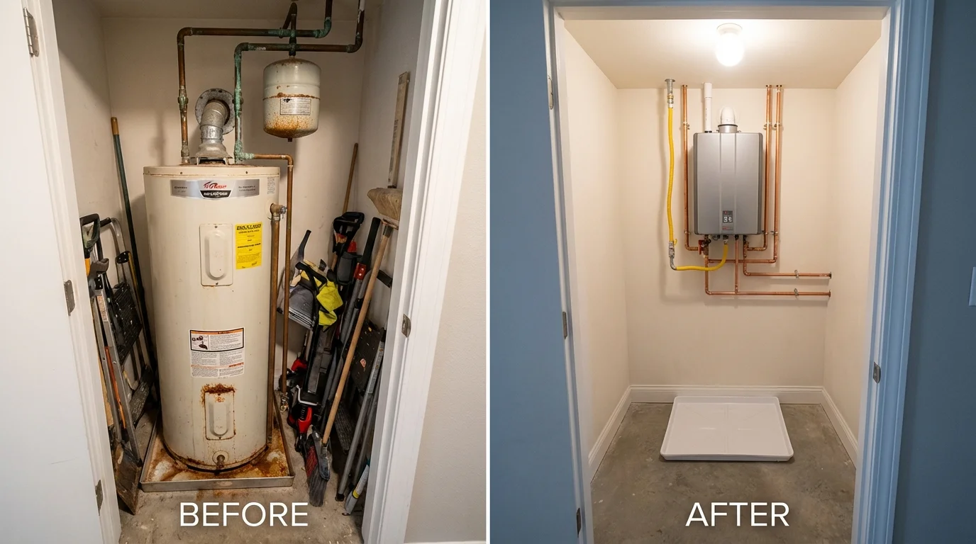 Tank water heater versus wall-mounted tankless unit comparison for Blauvelt, NY homeowners